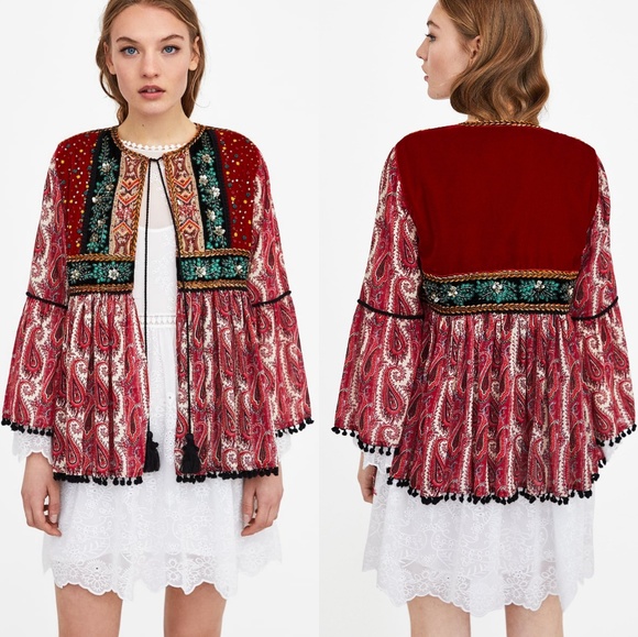 NWT Zara Embellished Velvet Jacket - Picture 2 of 8